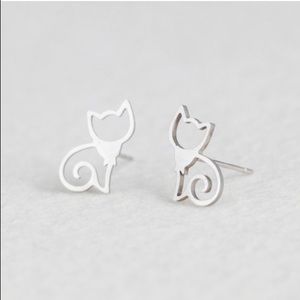 New Stainless steel cat minimalist earrings